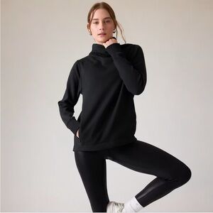 Athleta Cozy Karma Black Twist Neck Pullover Sweatshirt